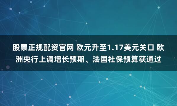 股票正规配资官网 欧元升至1.17美元关口 欧洲央行上调增长预期、法国社保预算获通过